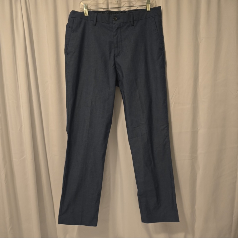 English Laundry Men's Finchley Dress Pants 34x32 Navy Blue Flat Front Straight